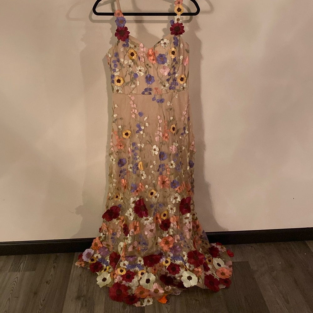 Tea length floral dress never been worn